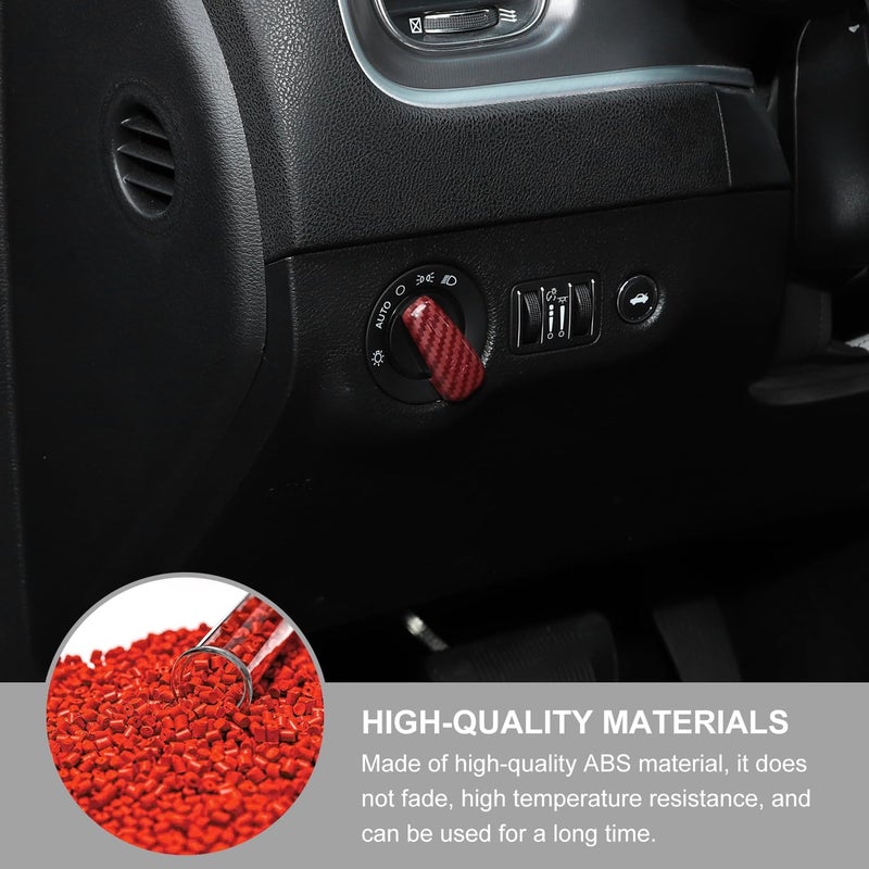 Jimen غطاء زر مفتاح المصابيح الأمامية (ألياف كربونية حمراء) ل دودج تشالنجر 2015+، ل دودج تشارجر 2010+، ل دودج دورانجو 2011+ - Image 3